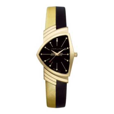 Hamilton Ventura men's gold-plated and black bracelet watch - Product number 8065470