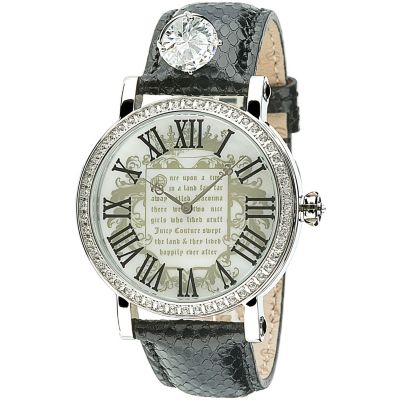 Juicy Couture J Couture 40 ladies' stone set black leather strap watch - Product number 8067236
