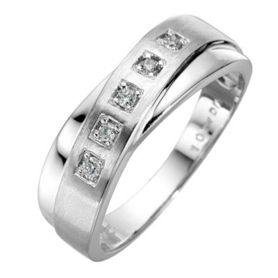 9ct white gold cross over diamond ring