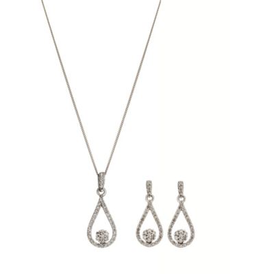 9ct white half carat diamond jewellery gift set
