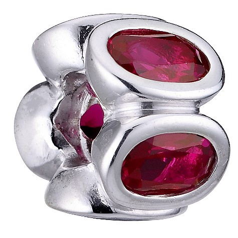 sterling silver synthetic ruby bead