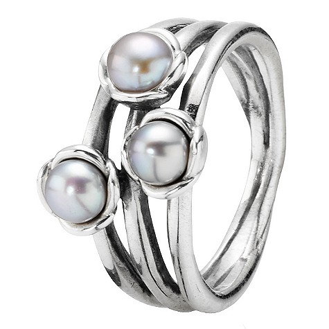pandora sterling silver three pearl ring size L
