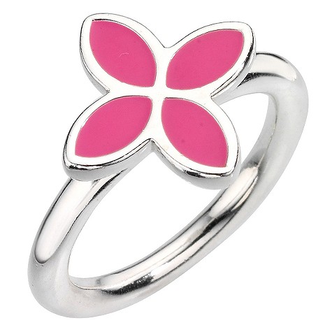 pandora sterling silver pink floral ring size N