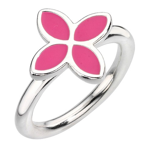 pandora sterling silver pink floral ring size P