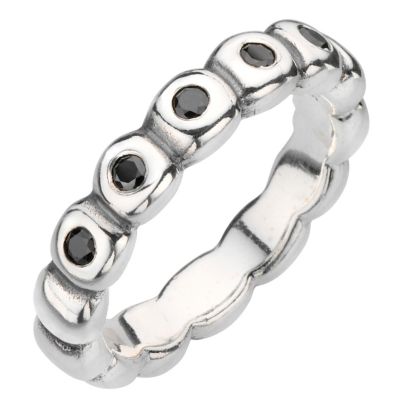 Pandora sterling silver black cubic zirconia ring - size N - Product number 8075948