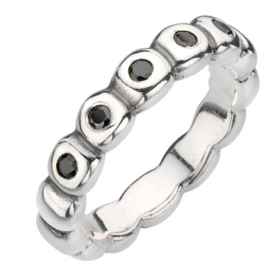 Pandora sterling silver black cubic zirconia ring - size P - Product number 8075956