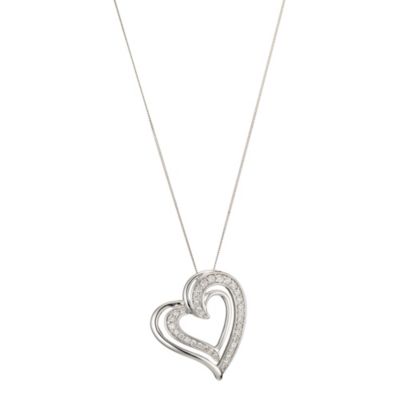 9ct white gold third carat diamond heart pendant