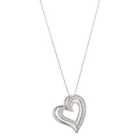 9ct white gold third carat diamond heart pendant