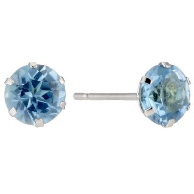 H Samuel 9ct White Gold Blue Topaz Stud Earrings