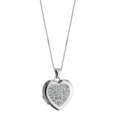 9ct White Gold Crystal Heart Locket - Product number 8076294