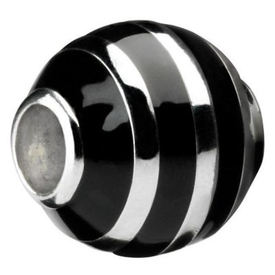 Eternal Silver and black enamel striped ball bead - Product number 8083738
