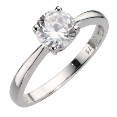 9ct white gold cubic zirconia ring