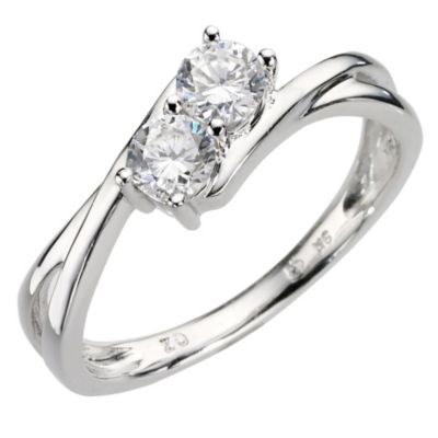 9ct white gold cubic zirconia ring