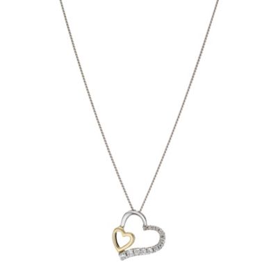 9ct Yellow Gold & Silver Cubic Zirconia Heart Pendant - Product number 8086281