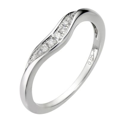 18ct White Gold U Shaped Diamond Ring