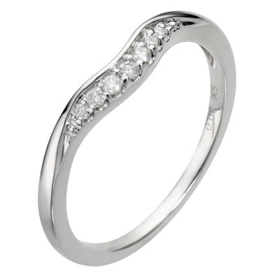 9ct White Gold U Shaped Diamond Ring