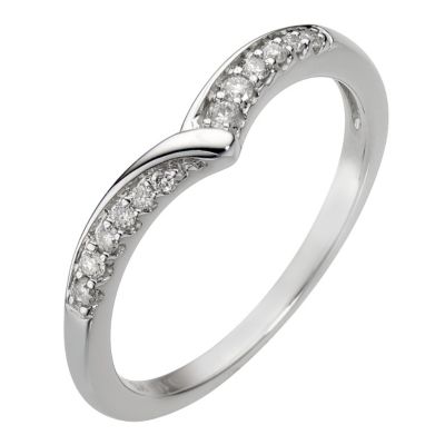 9ct White Gold V Shaped Diamond Ring