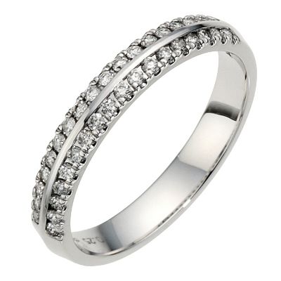 18ct White Gold 1/4ct Diamond 2 Row Ring