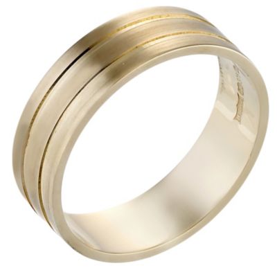 9ct Yellow Gold Matt and Polished Ring 6mm