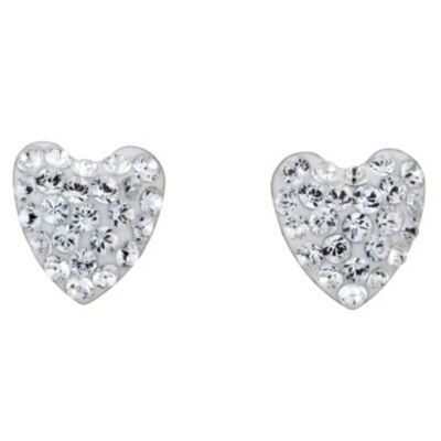 9ct White Gold Evoke Crystal Heart Earrings 17mm