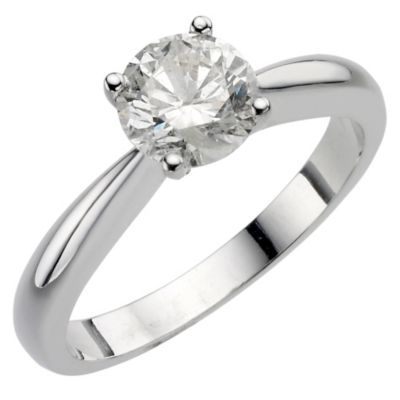 18ct white gold 1 carat diamond solitaire ring - Product number 8121788
