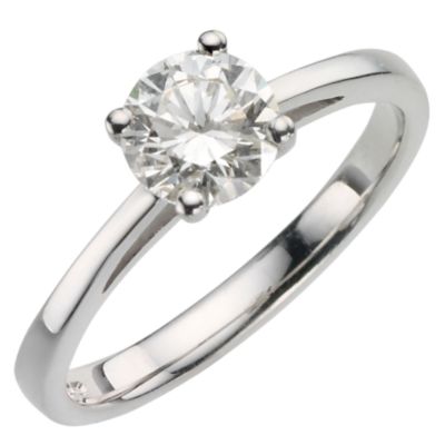 18ct white gold 1 carat diamond solitaire ring - Product number 8121915