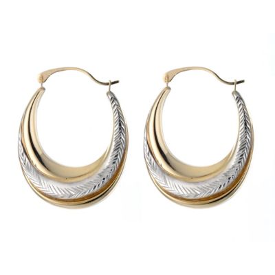 9ct Two Colour Gold Creole Earrings 22x28mm - Product number 8124949