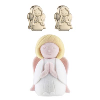 9ct Yellow Gold Angel Studs With Gift Box