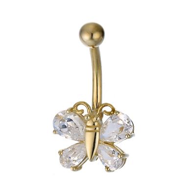 9ct Yellow Gold Cubic Zirconia Butterfly Belly Bar - Product number 8125120