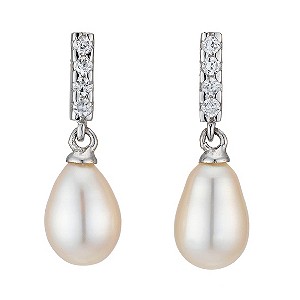 Silver CZ Cultured Freshwater Pearl Earrings