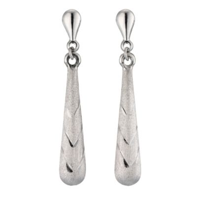 Unbranded 9ct White Gold Drop Earrings 32mm