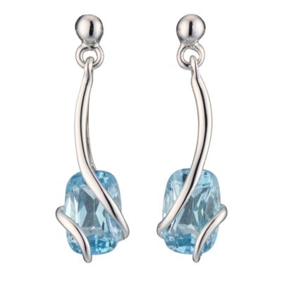 9ct white Gold Blue Topaz Drop Earrings - Product number 8125325