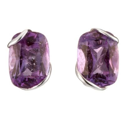 9ct White Gold Amethyst Stud Earrings