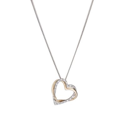 Unbranded 9ct Yellow Gold Silver and Cubic Zirconia Heart
