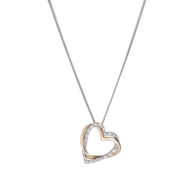 9ct Yellow Gold Silver and Cubic Zirconia Heart Pendant - Product number 8126178