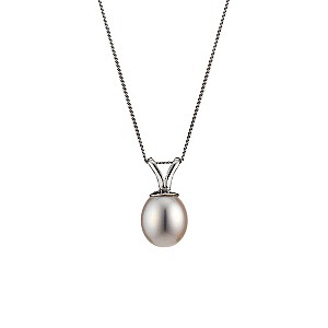 9ct White Gold Cultured Freshwater Pearl Oval Pendant