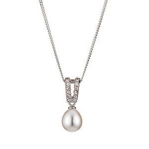 Sterling Silver Cultured Freshwater Pearl CZ PendantSterling Silver Cultured Freshwater Pearl CZ Pen