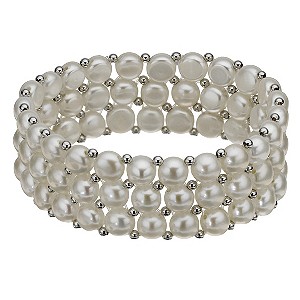 Sterling Silver Cultured Freshwater Pearl Elastic Bracelet
