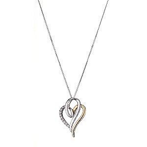 9ct Yellow Gold Silver Cubic Zirconia Heart Pendant