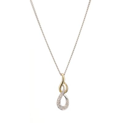 9ct Yellow Gold Silver and Cubic Zirconia Twist Pendant - Product number 8127298