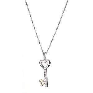 9ct Yellow Gold Silver and Cubic Zirconia Key