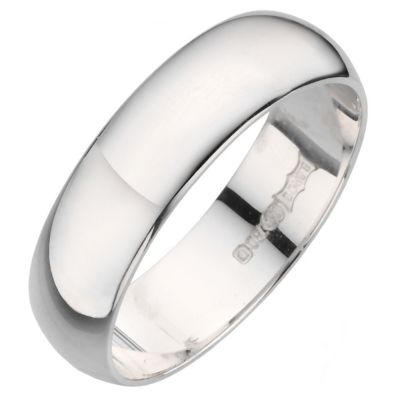 18ct white gold D shape extra heavy weight 5mm ring