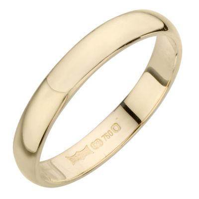 18ct gold D shape extra heavy 3mm ring