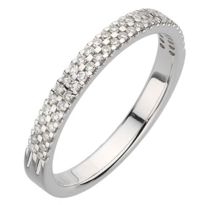 18ct white gold quarter carat double row diamond ring