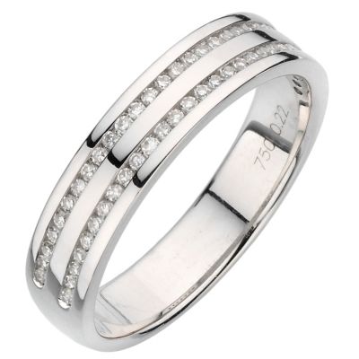 18ct white gold twin channel 20pt diamond ring
