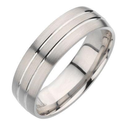 Palladium twin groove ring. 6mm