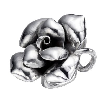 De Montfort adjustable large silver rose ring