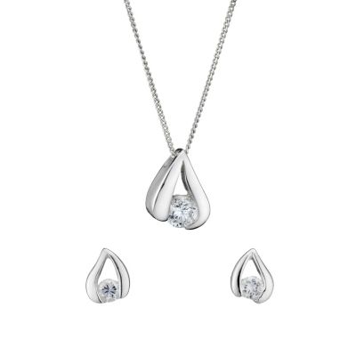 Sterling silver earrings and pendant set - Product number 8139059