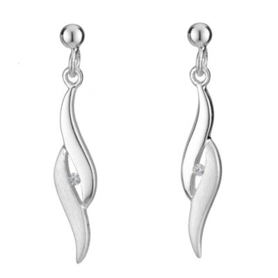 Sterling silver cubic zirconia drop wave earrings - Product number 8139296