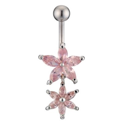 Stainless Steel Double Flower Belly Bar - Product number 8146497
